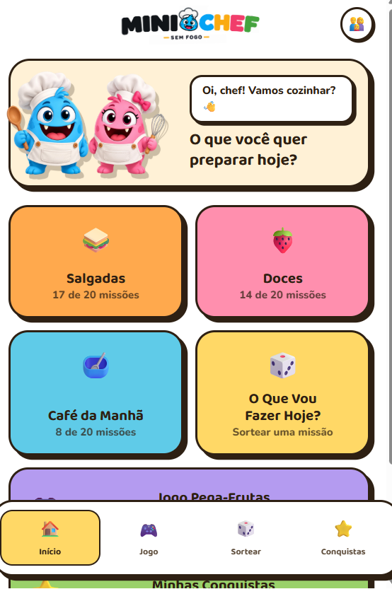 Tela inicial do app